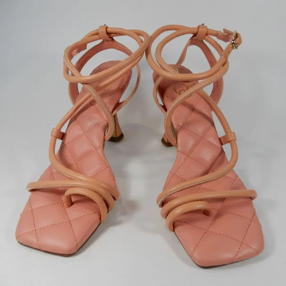 SAM EDELMAN Maven Strappy Heeled Square Toe SANDALS Size 8.5 Clay Pink Leather - Picture 7 of 11